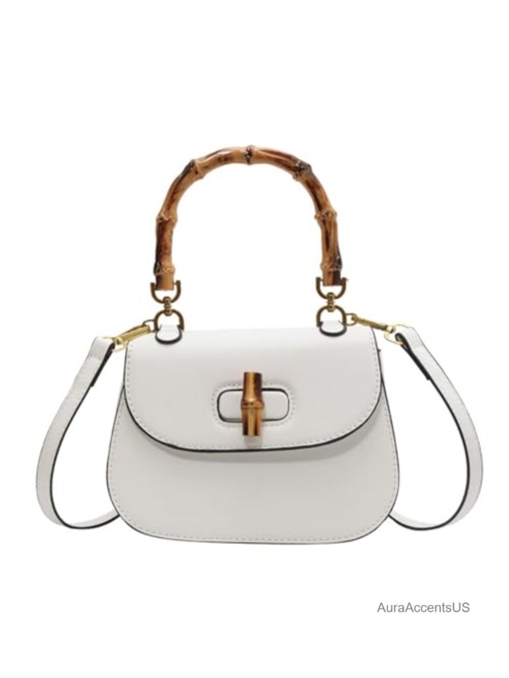 Leather Tote Handbag Bamboo Top Handle Satchel Crossbody Shoulder Bag